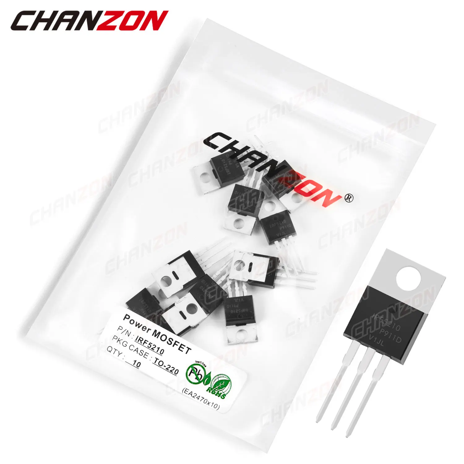 

10Pcs IRF5210 TO-220 Power SIC Mosfet Transistor Bipolar Junction BJT Powerful Triode Tube Fets -40A -100V Integrated Circuits