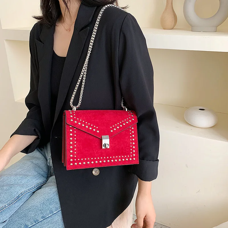 Bag Women Scrub Leather Small Shoulder Messenger Bags for 2019 Chain Rivet Lock Crossbody Female Travel Mini | Багаж и сумки