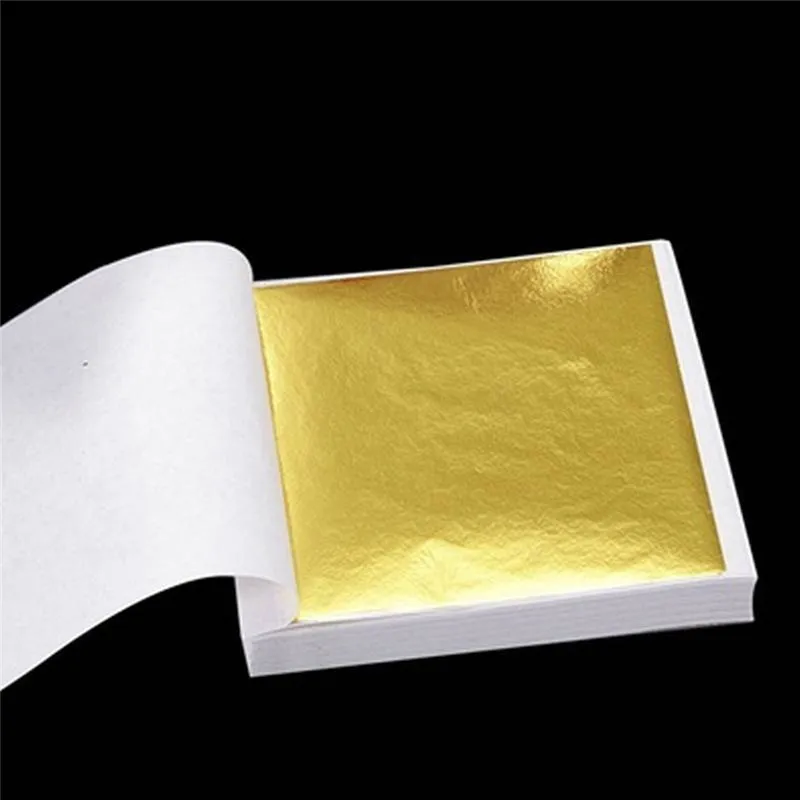 

100Pcs Sheets Pure 24K Gold Foil Leaf Anti-Aging Gilding For Food Decorations Handmade DIY Scrapbooking Craft Decoration