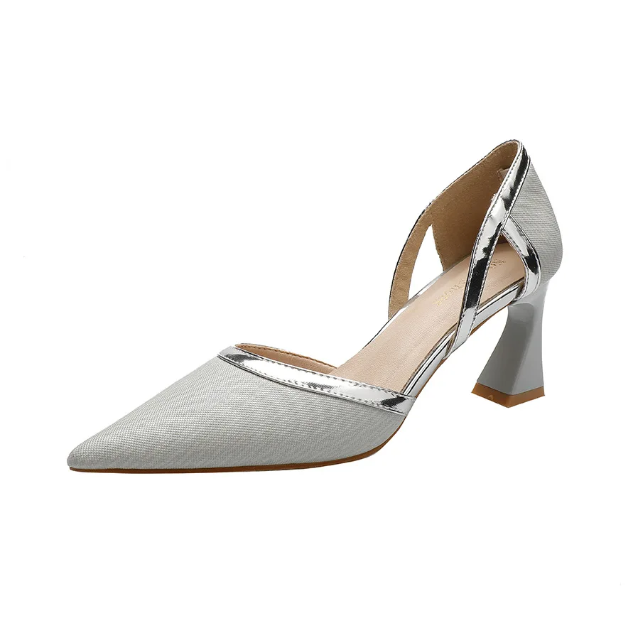 

Women's Shoes 2021 Korean Fashion Pointed Shallow Mouth High Heels Thick Heel Sexy Professional Sandals Nightclub Banquet All-ma