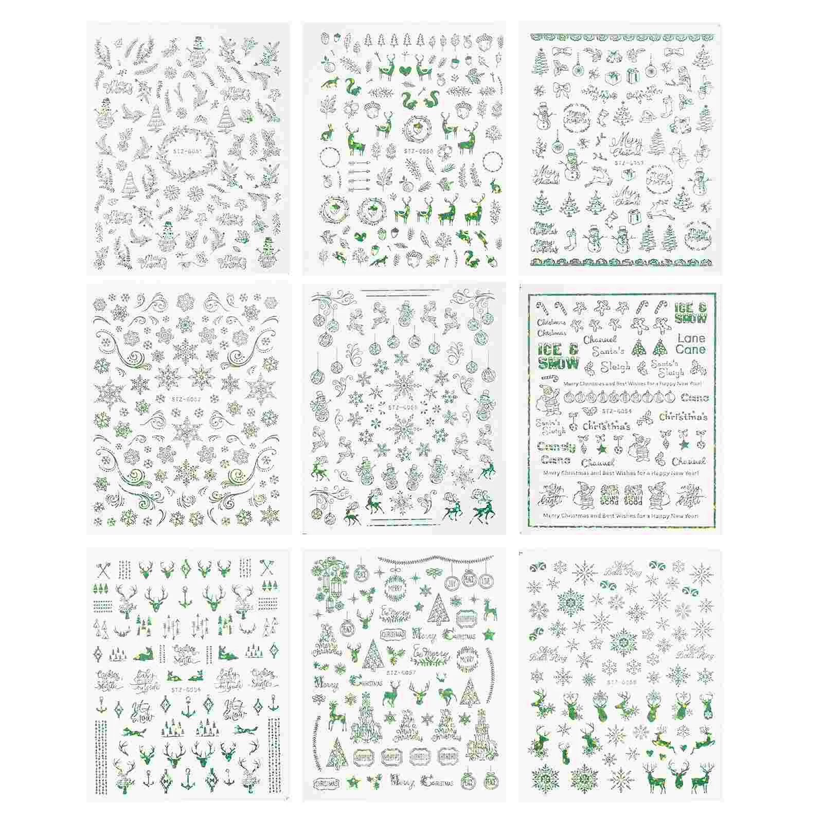 

Классические рождественские нашивки для ногтей, рождественские украшения для ногтей