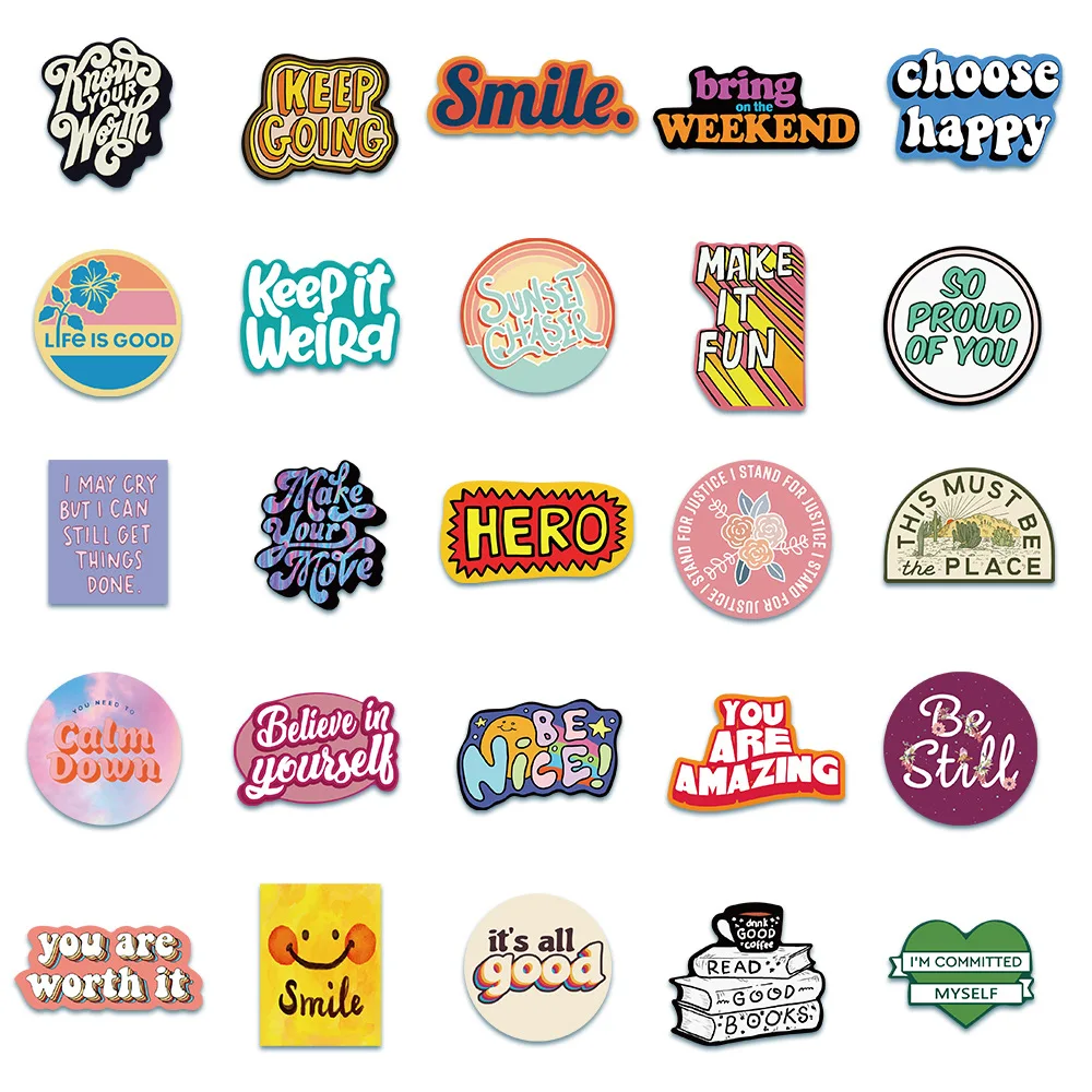 103050pcs motivational phrases sticker quotes sentences waterproof for laptop diary phone office study room graffiti decal toy free global shipping