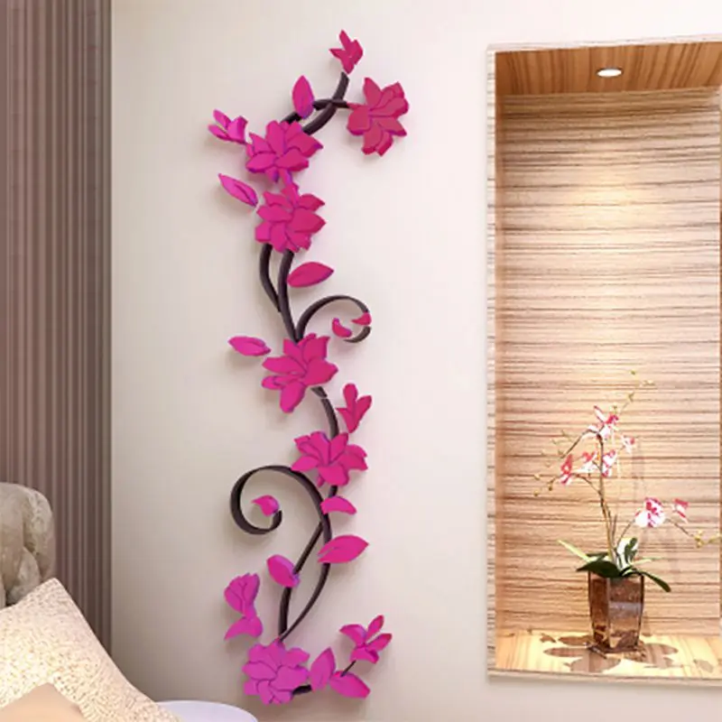 MR 3D DIY ваза Цветочное дерево съемные художественные виниловые наклейки на стену Наклейка Фреска домашний декор для украшения дома спальни - Цвет: MR