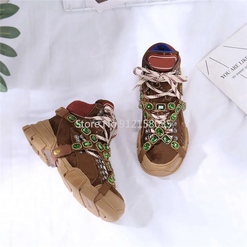 

Couple Hiking Shoes Crystal Platform Shoes Sneakers Zapato Tenis De Seguridad Mujer Luxury Brand Plus Size Women Shoes