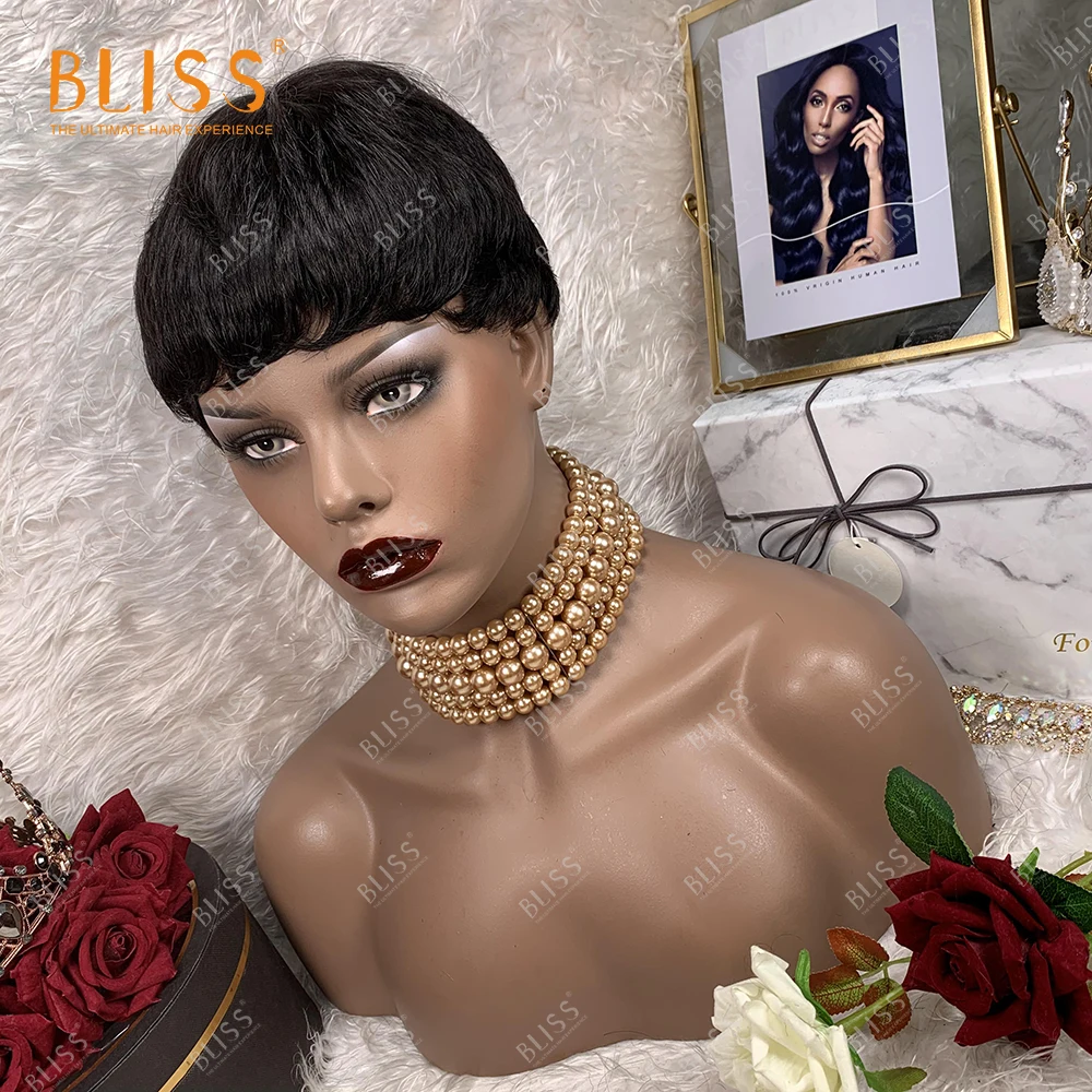 Bliss короткие парики вырезанные феями 100% человеческие волосы женские бразильские