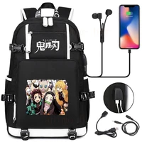 kimetsu no yaiba kamado tanjirou usb backpack boys girls school bags bookbag anime demon slayer travel laptop shoulder bags gift