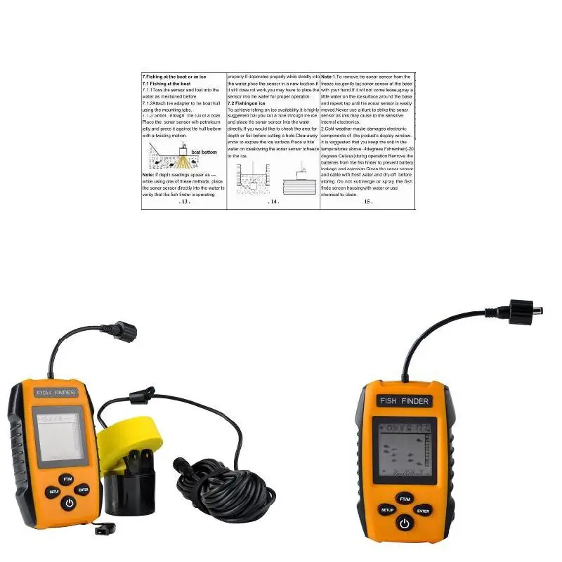 Портативный рыболокатор с ЖК-дисплеем проводным гидролокатором и независимой
