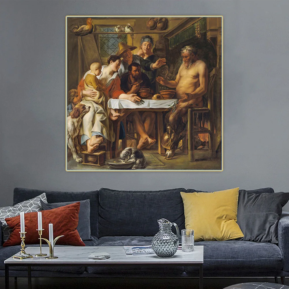 

Jacob Jordaens《The satyr and the peasant》Canvas Oil Painting Artwork Aesthetic Picture Poster Wall Hanging Decor Home Decoration