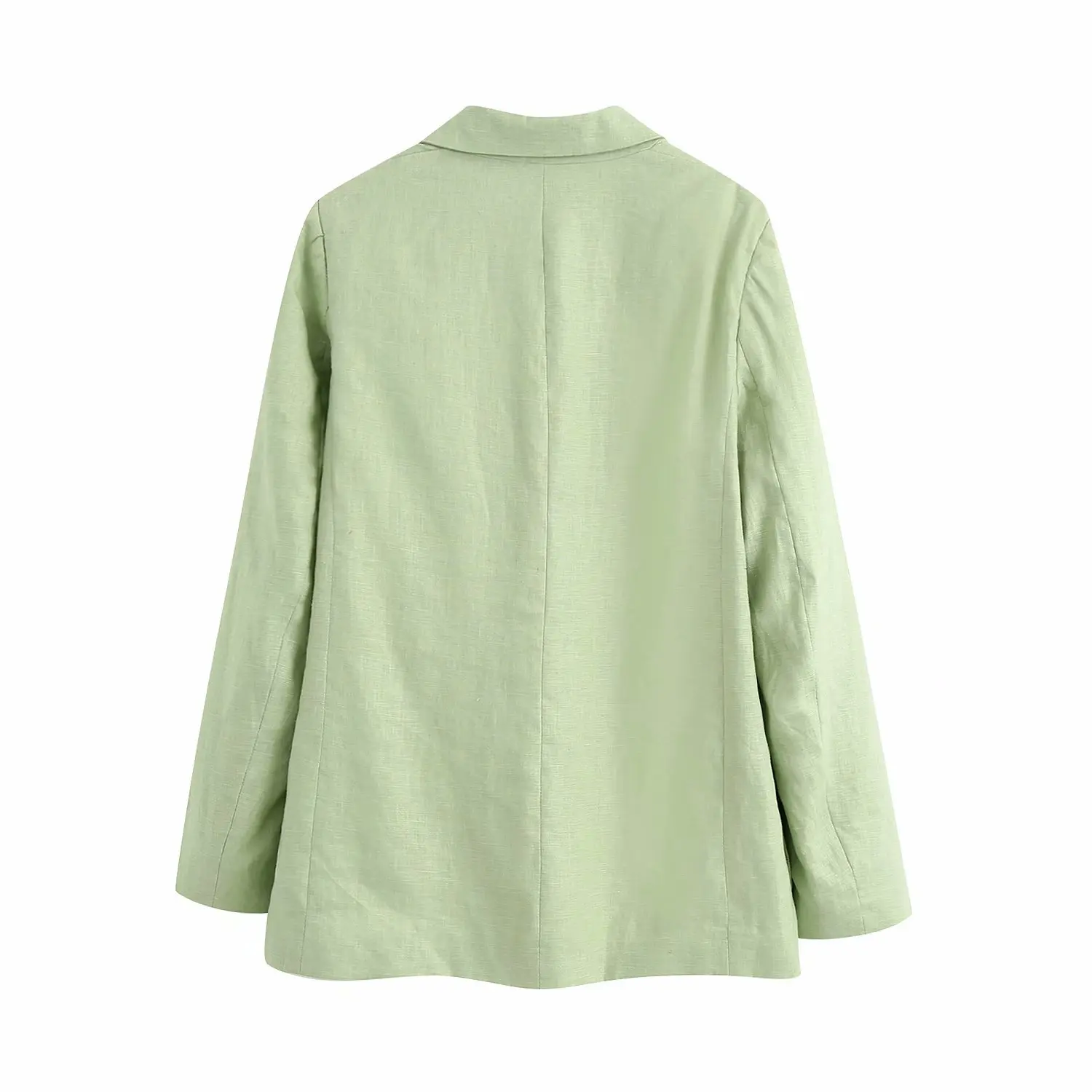 

2020 Summer autumn New Plain Linen cotton green Casual zaraing-style za vadiming sheining women female suit Jacket Bgb2430