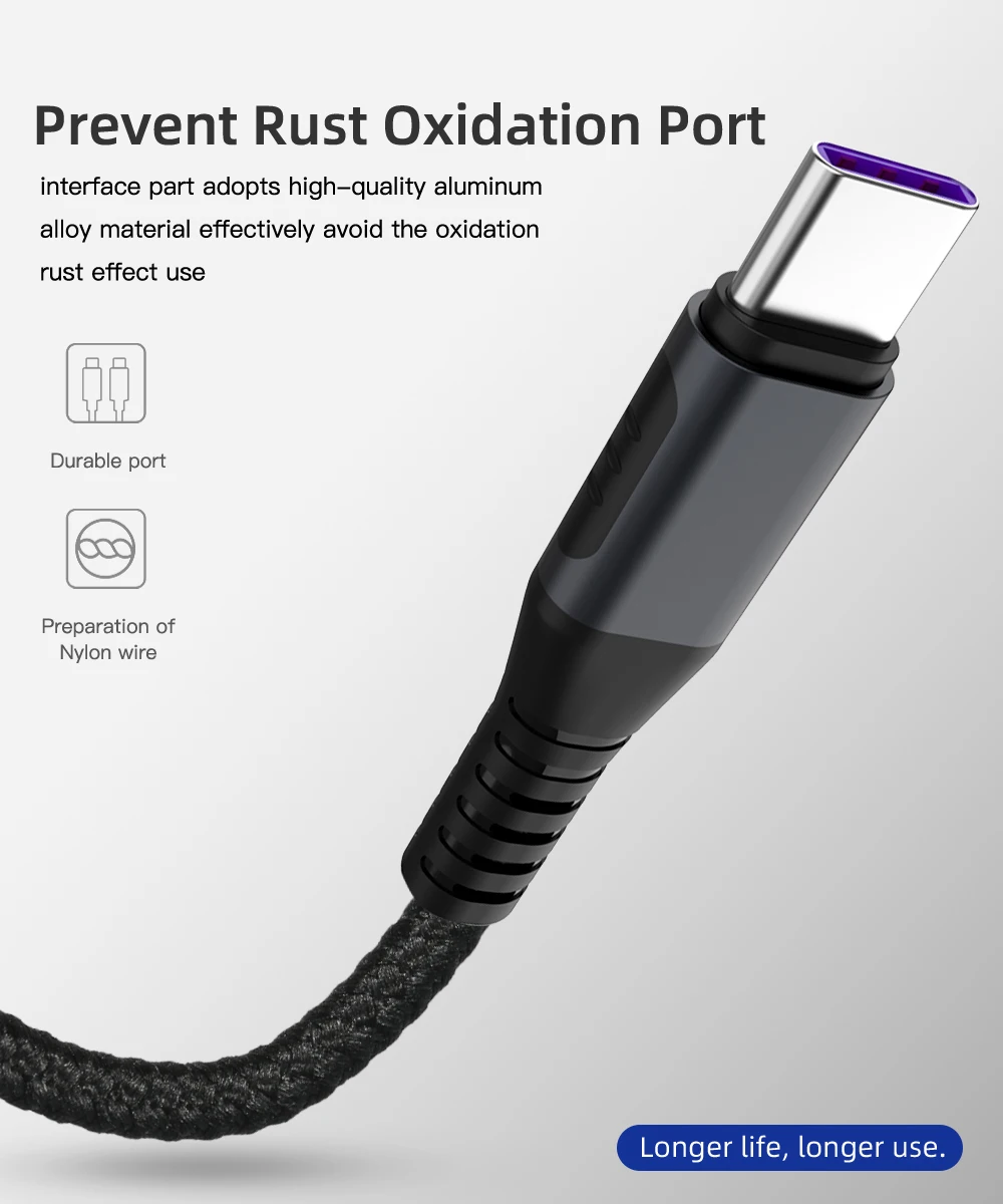 5A usb type-C кабель для huawei mate 20 Pro P30 P20 Pro Lite мобильный телефон USB C Быстрая зарядка зарядное устройство Шнур USB-C type-C кабель