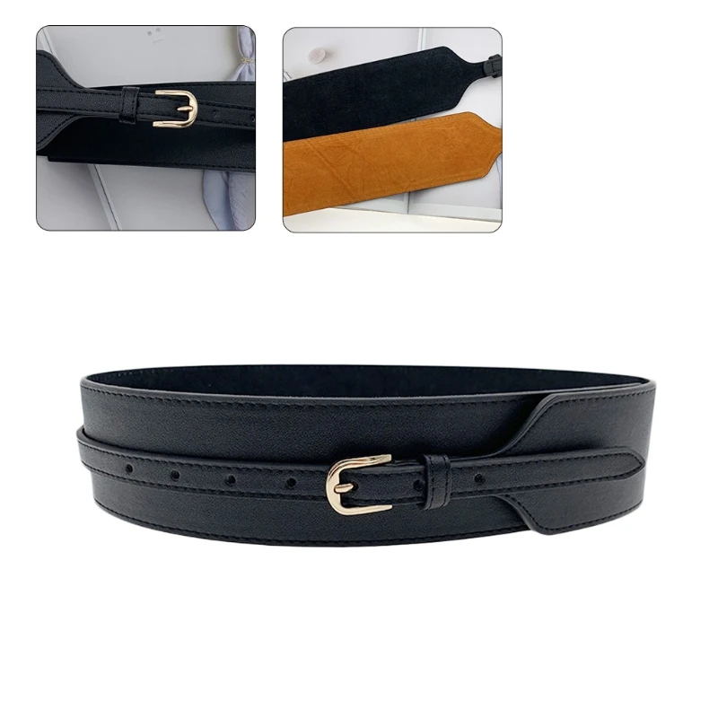 

Belts For Women Dresses Waist Luxury Ladies Wide Belt Vintage Buckle Leather Wide Fashion Wild Pin Buckle Women 50LD