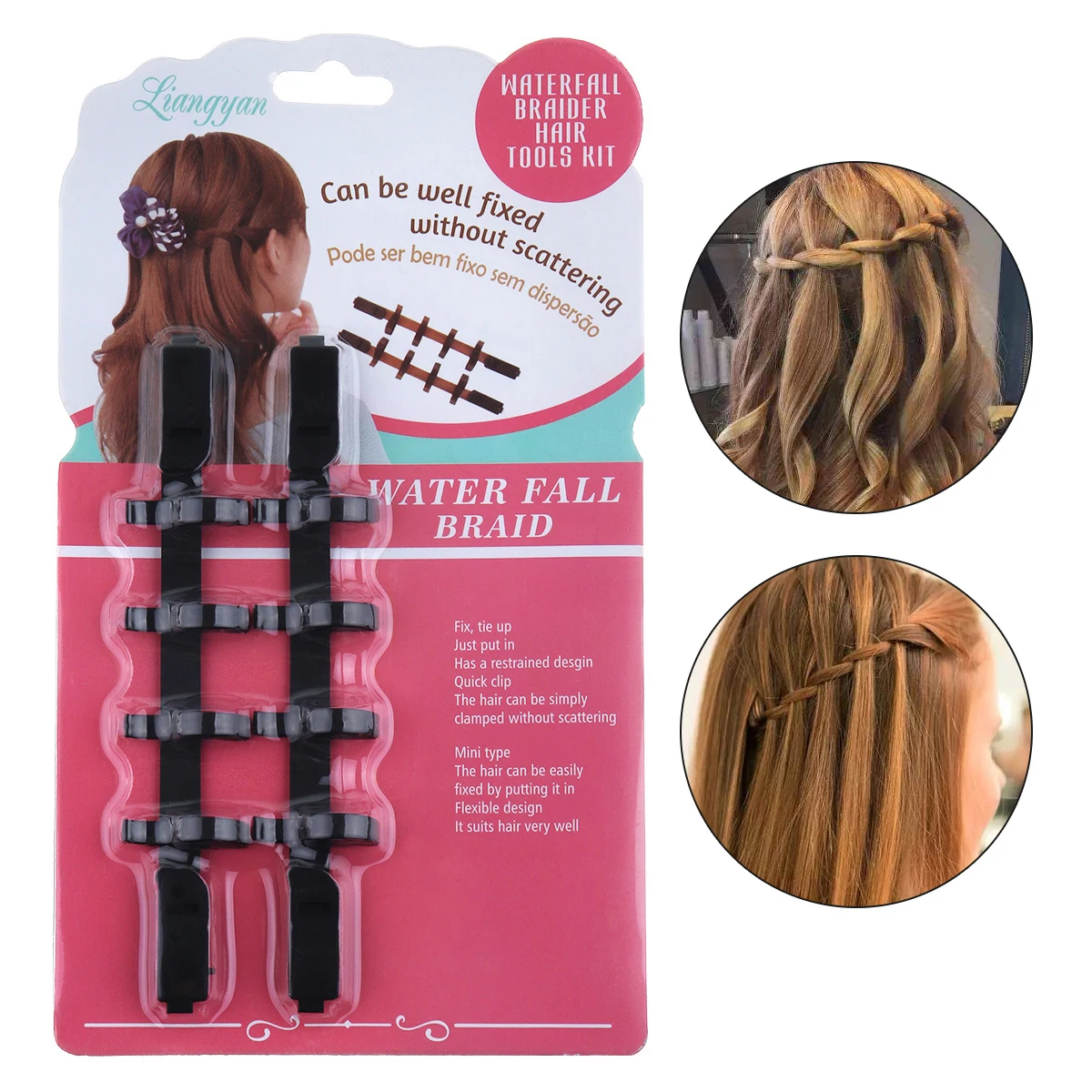 

Waterfall Braid Creator Plastic Styling Tools Black Hair Braid Maker Styling Tool Hair Device Centipede Braids 2 pcs