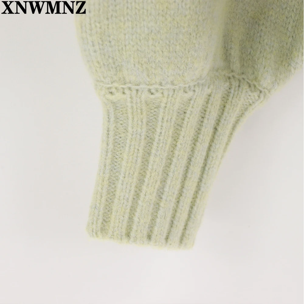 XNWMNZ Za women vintage Knit cardigan with rhinestone buttons V-neck long sleeve ribbed trims female outerwear fashion chic tops |
