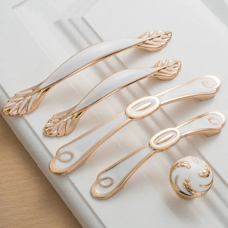 Мебельные ручки белая и золотая для шкафа элегантные выдвижные европейские