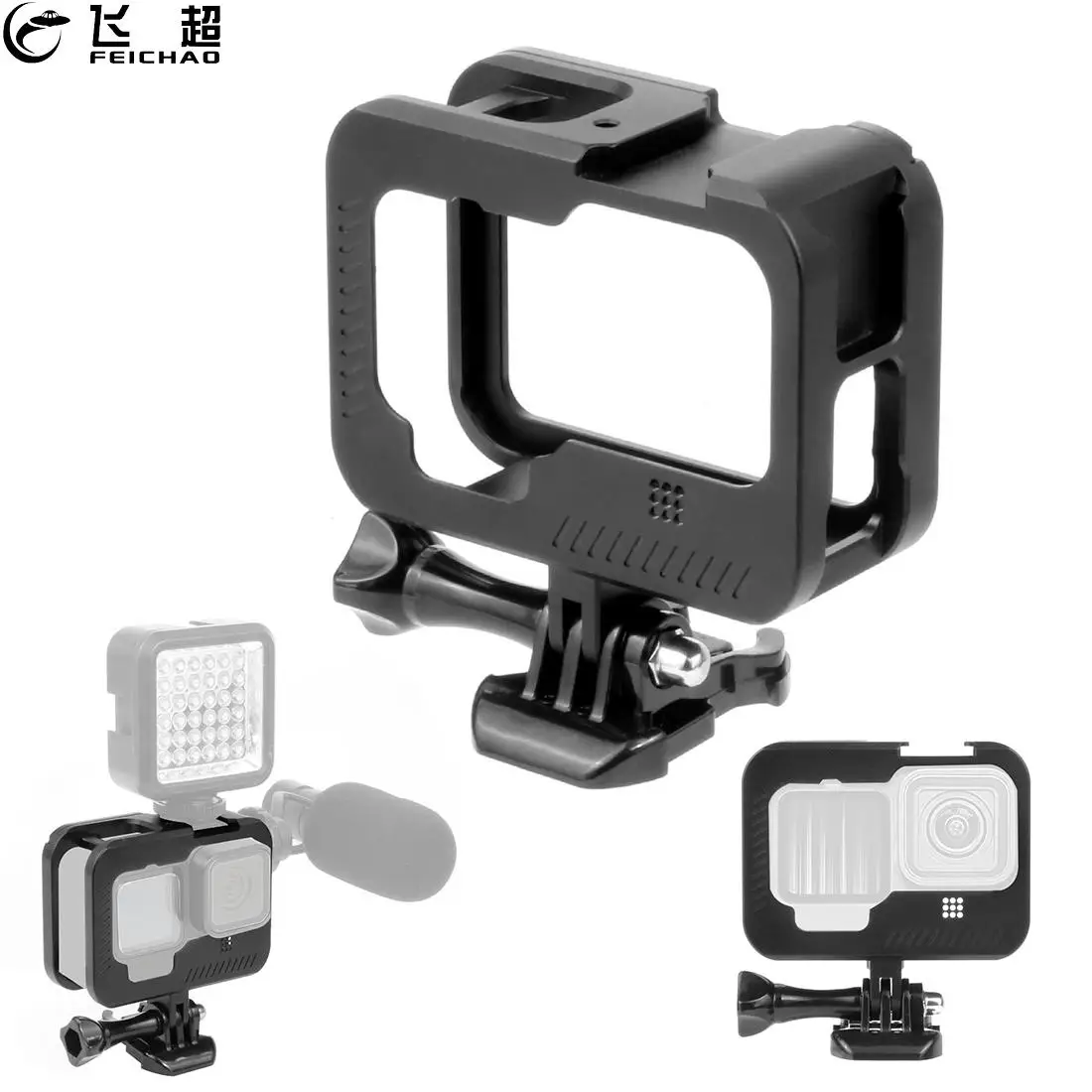 

Корпус из алюминиевого сплава для GoPro Hero 10/ 9, Черная защитная рамка, чехол Vlog, двойное крепление холодного башмака для Gopro9