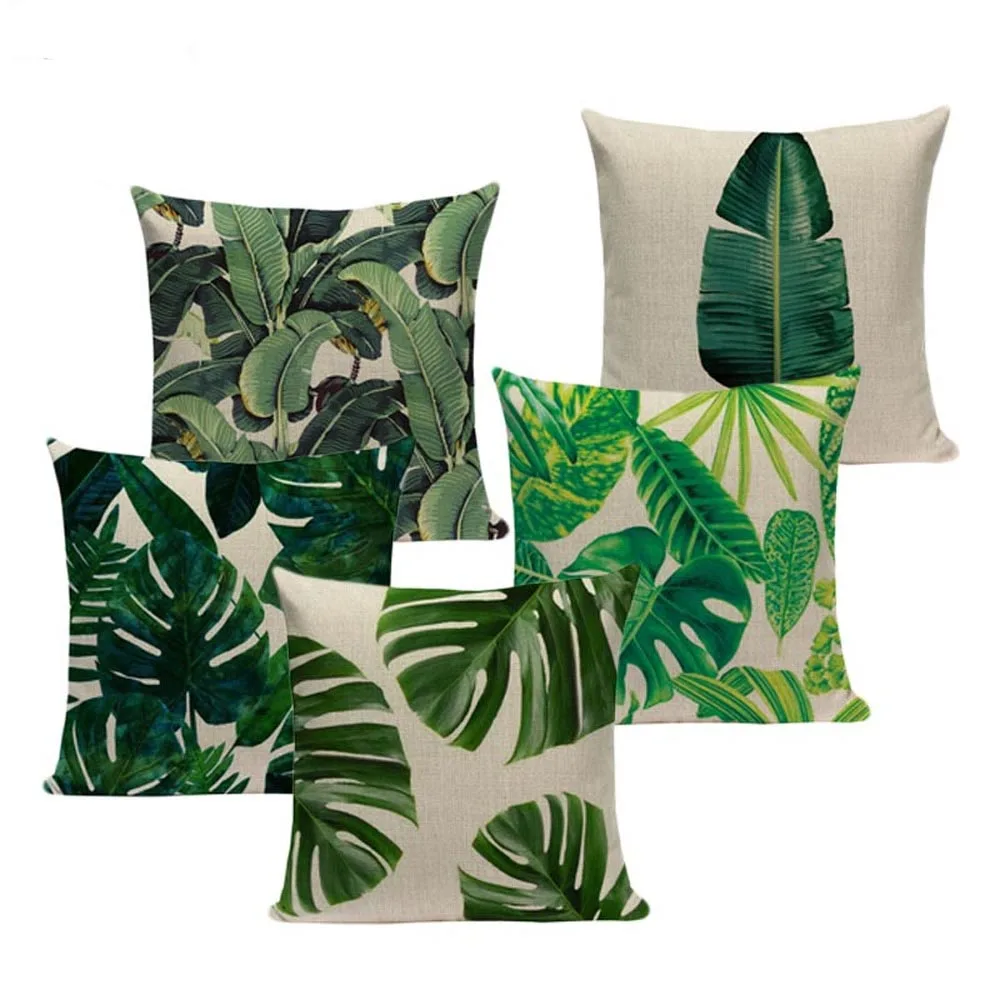 

Tropical Plant Cushion cover Flax Cotton Home Art Decoration Pillow Sofa Chair Back Pillow, Automotive Decoration Pillow 45x45cm