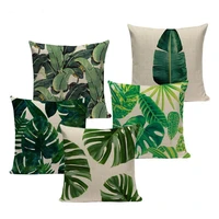 tropical plant cushion cover flax cotton home art decoration pillow sofa chair back pillow automotive decoration pillow 45x45cm