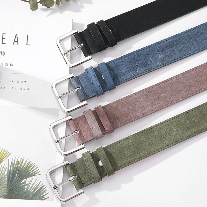 ELIfashion Pigskin Genuine Leather Belt Luxury Strap Dress And Jeans Belts For Women Fashion Shining Silver Buckle 9 Colors