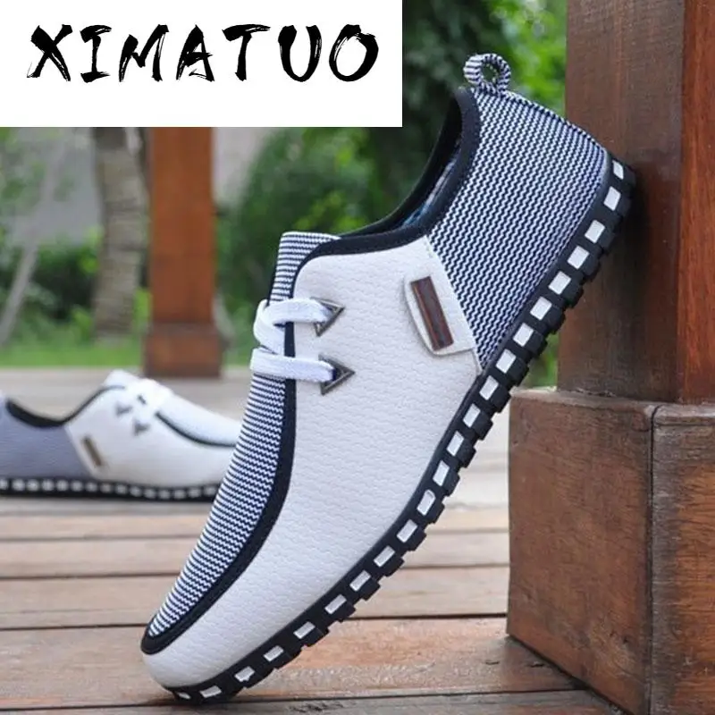 Модные летние кроссовки Кожаная обувь Мужские лоферы Повседневная без застежки