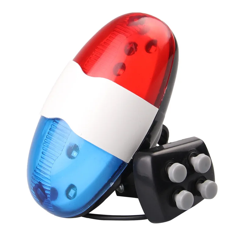 Bell 6 Led 4 Tone Bicycle Horn Bike Call Led Bike Police Light Electronic Loud Siren Kid Accessories Bike Scooter Mtb