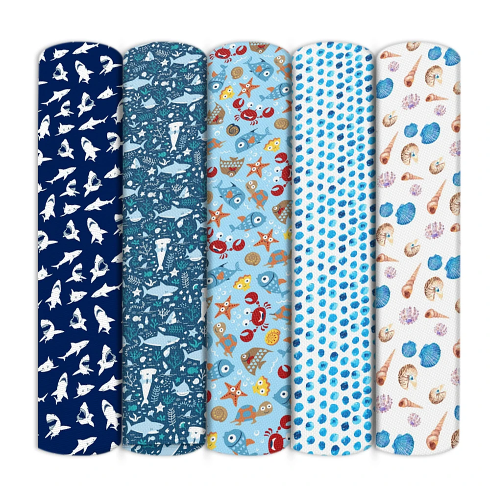 Голубая рыба океан 100% хлопчатобумажная ткань для тканей детский домашний