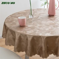 luxury round table cloth top damask jacquard tablecloth waterproof dining table cover mat for home kitchen dinning decor party