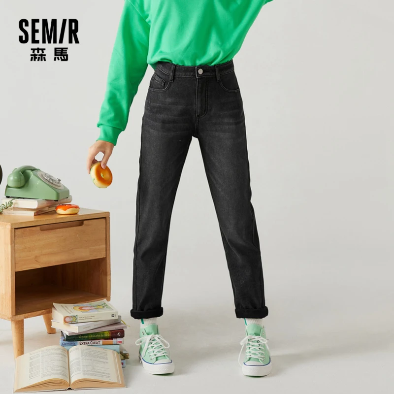 

SEMIR Plush all-match slim jeans women 2020 winter new warm slim carrot trousers jeans casual pants