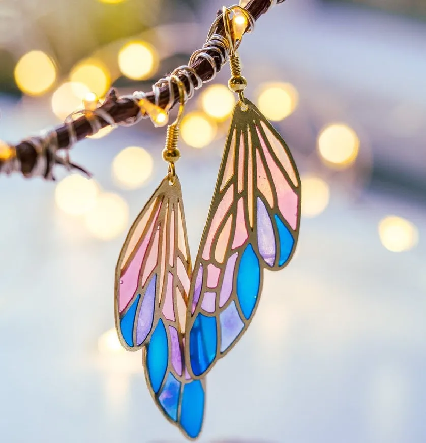 

Charm Gold Silver Color Dangle Earrings Trendy Female Rainbow Butterfly Wings Earrings For Women Cute Bride Drop Wedding Earring