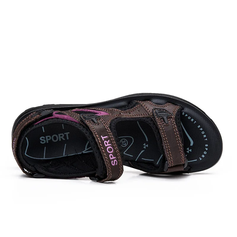 Женские пляжные женские сандалии из натуральной кожи летние дышащие