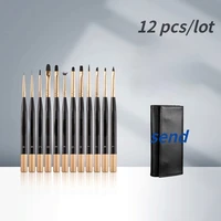 12 pcslot nail brush tools set phototherapy gradient painted carved gilded pen japanese crafts manship with leather pencil case