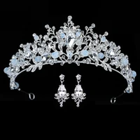 crown and earring hadiyana fashion butterfly design women wedding party hair jewelry zirconia bcy8888 accesorios para el cabello