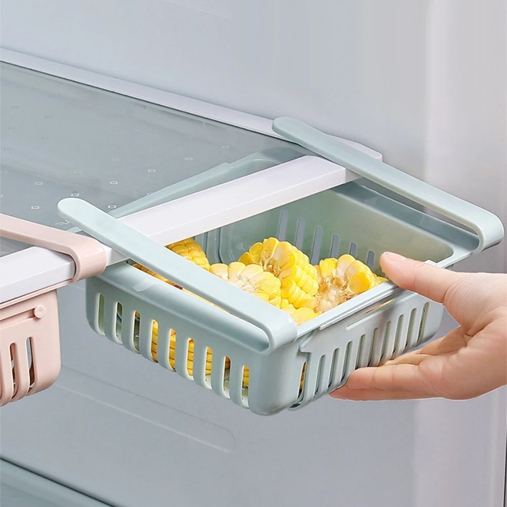

Storage Baskets Retractable Kitchen Fridge Organizer Slide Under Shelf Drawer Box Rack Holder Space Saving Refrigerator Drawer