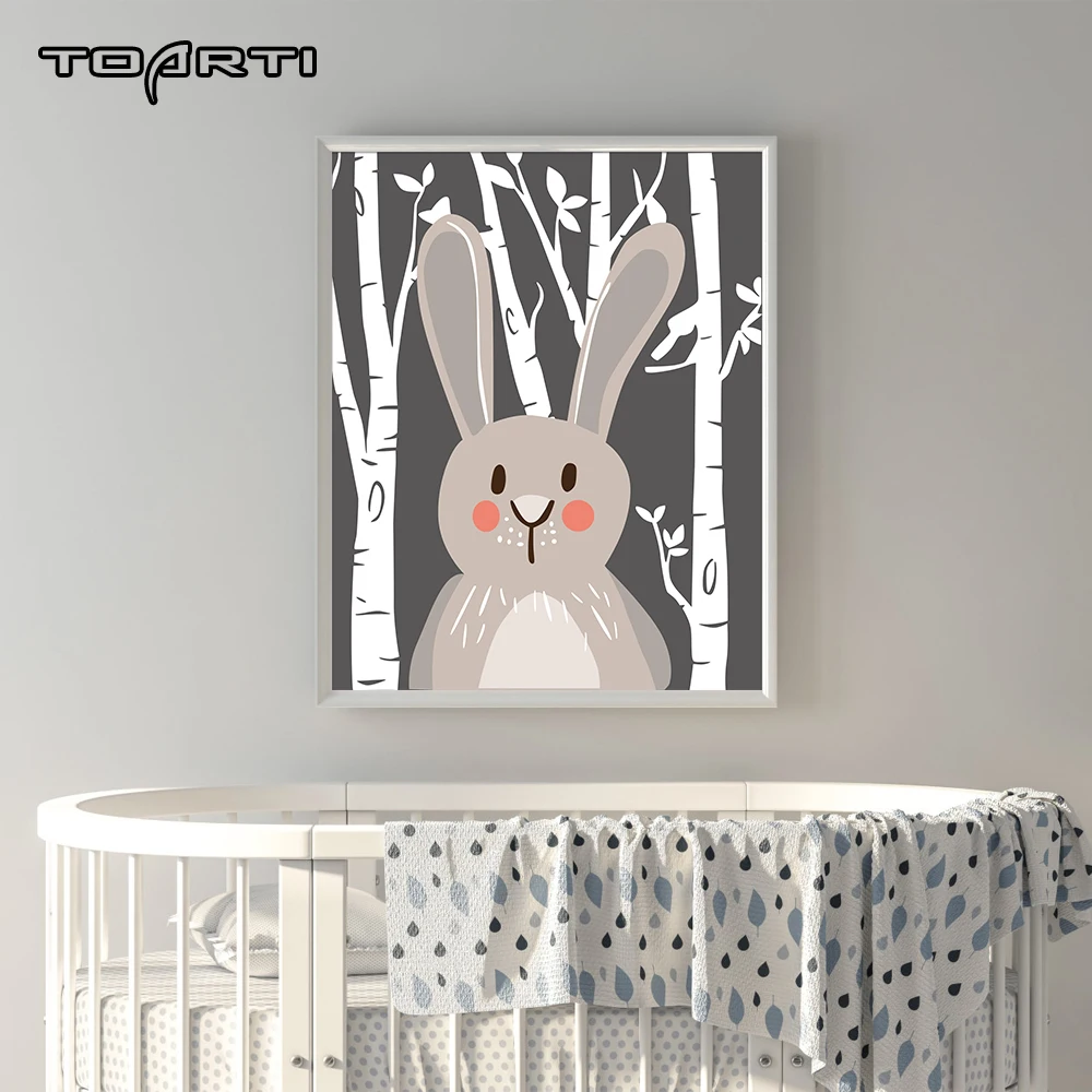 Мультфильм холст постер лесной животные лиса медведь настенная живопись для