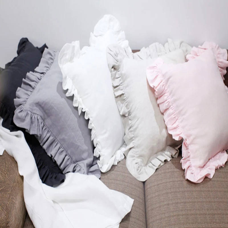 Роскошные французские льняные наволочки для подушек диванных из чистого льна