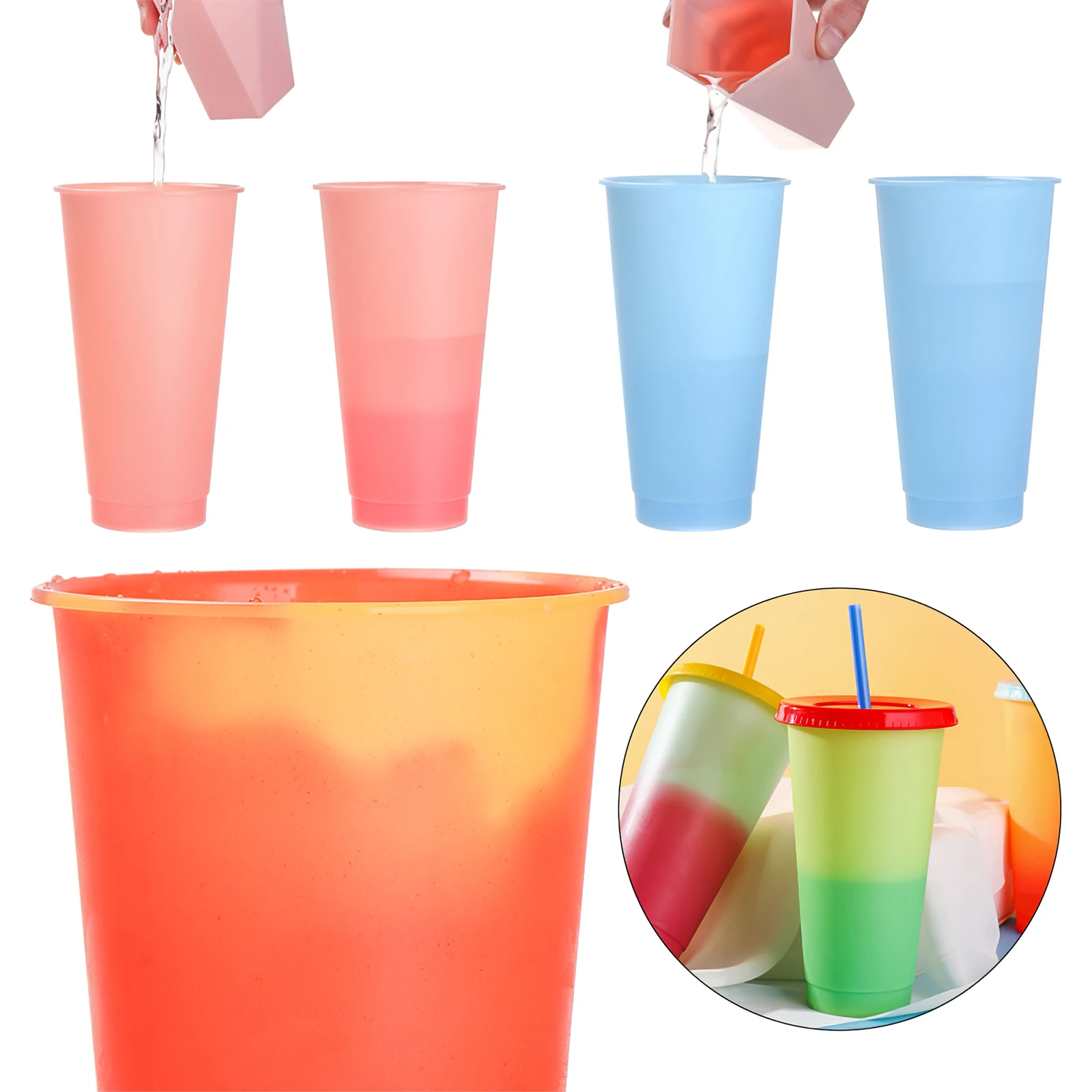

5pcs 500ml Creative Magic Temperature Changing Cup Color Changing Mugs Heat Sensitive Cup Mug Novelty Gifts For Outdoor Travel