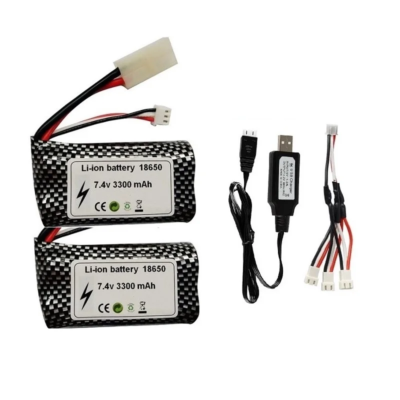 

(TAMIYA) Henglong 3818 3819 3838 3839 3869 3899 3908 3918 3938 RC Tanks HJ806 Spare Parts 7.4V 3300mAh 18650 Battery 2S charger