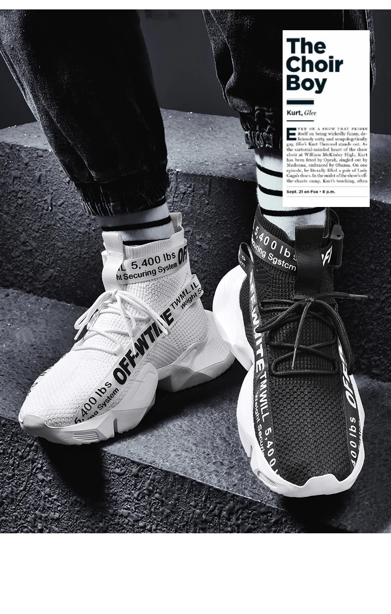 NIKEZI/высокие, большие размеры 39-47, противоскользящие, модные, уличные, на высоком каблуке, мужские, студенческие, прогулочные, для отдыха, обувь носок с отверстием, кроссовки