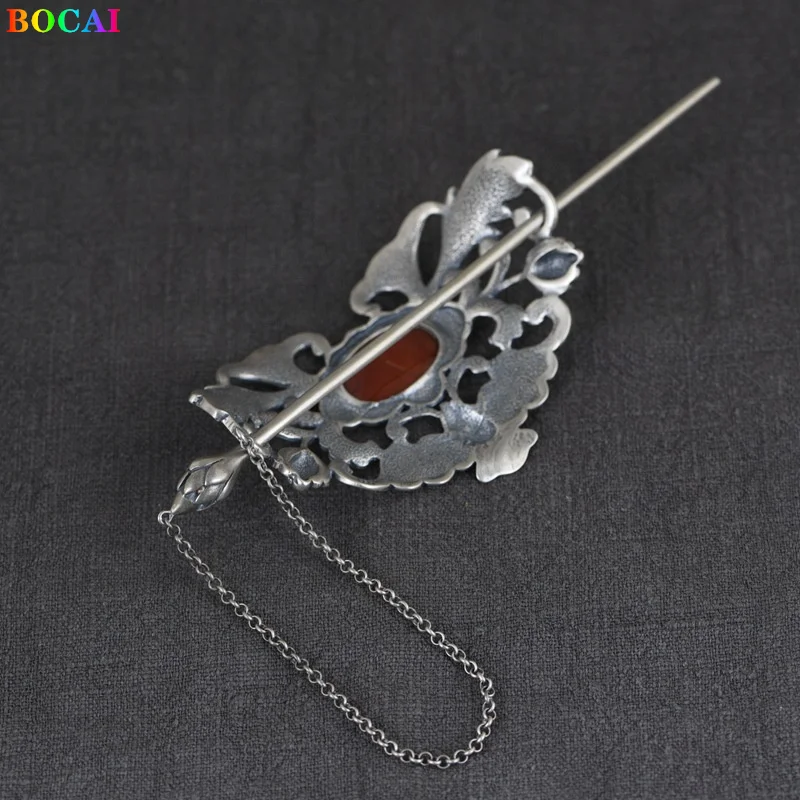 Аксессуары для волос BOCAI S925 из стерлингового серебра Южная рутила полый пион