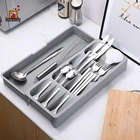 Кухонный лоток для хранения столовых приборов, многофункциональный держатель для ножей и вилок, кухонный органайзер, телескопическая коробка с несколькими ячейками