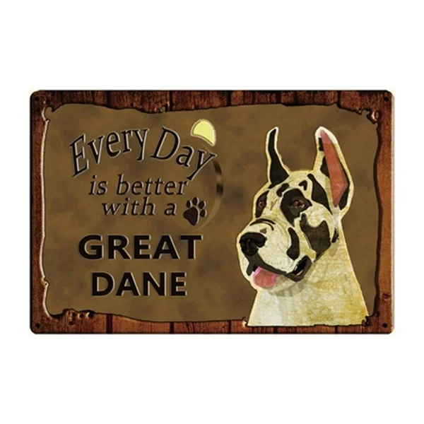 

Dog Rules Bulldog Boxer Beagle Great Dane Metal Sign Tin Poster Home Decor Bar Wall Art Painting 20x30 CM