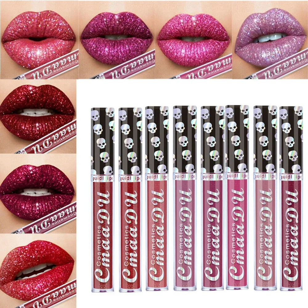 

CmaaDu 2021 Diamond Liquid Lipstick 8 Color Shiny Metal Color Lip Gloss Waterproof Lasting Lips Makeup Cosmetic for Women Beauty