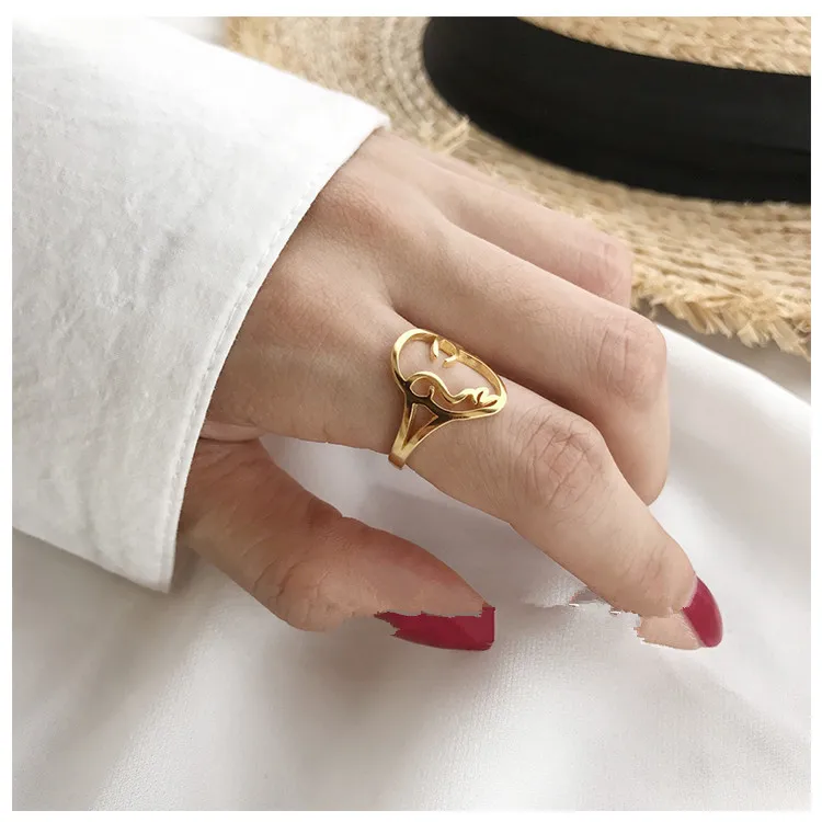 Модное простое металлическое кольцо с абстрактным контуром для женщин ювелирные