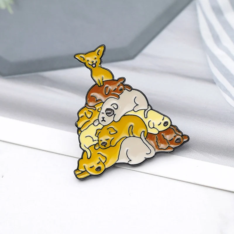 Cartoon Cute Yellow Dog Brooches For Women Creative Animal Badges Enamel Pin Jewelry Denim Jackets Accessories Trinkets | Украшения и
