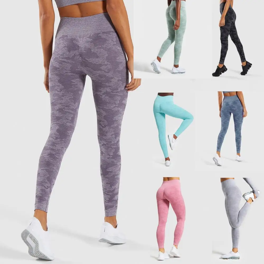 

Womens Seamless Yoga Pants High Waist Hip-Lift Running Leggings Camouflage Fitness Legging Tight Gym Clothes
