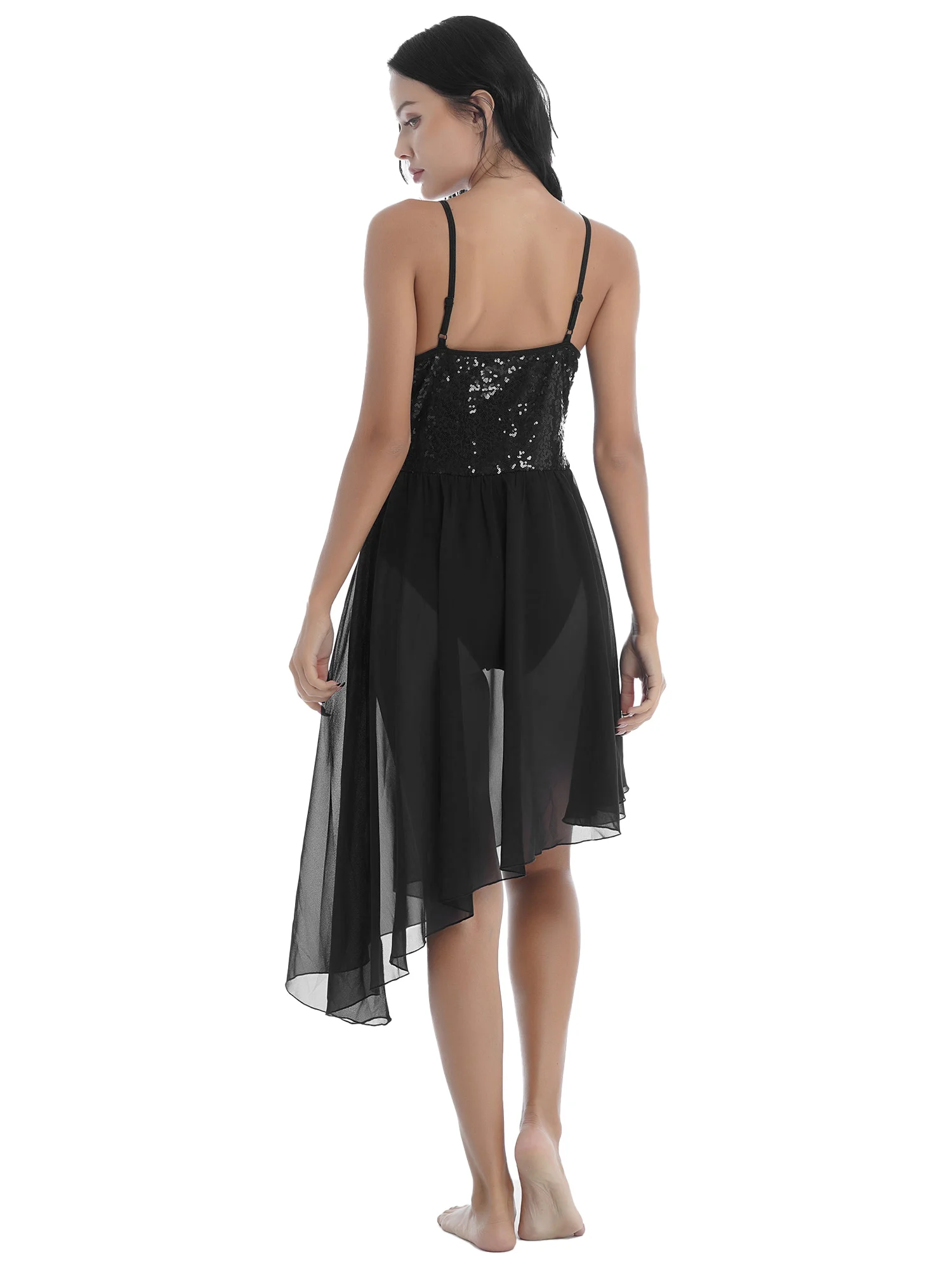 Women Sequins Ballet Tutu Dress Dancing Costume for Leotards Adults Irregular Hem Lyrical Contemporary Dance | Тематическая одежда