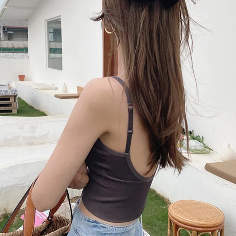 

Spaghetti Strap Tank Camisole Top Crop Tank Top for Sports Yoga Sleeping Bra TT@88