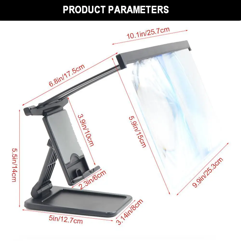 12 inch 3d mobile phone screen magnifier hd video amplifier folding mobile cell stand bracket with movie game magnifying for car free global shipping