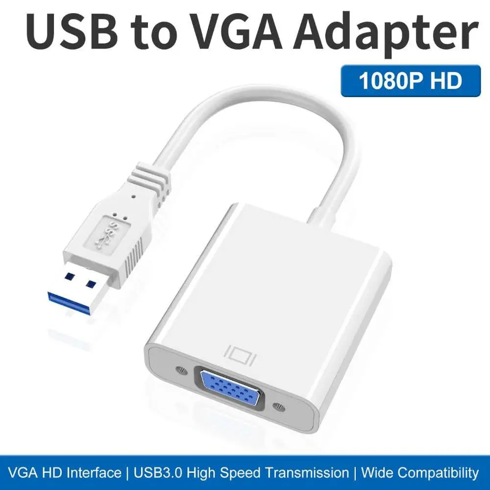 

USB 3.0 To VGA Adapter External Video Card Multi Display Converter for Win 7/8/10 Desktop Laptop PC Monitor Projector