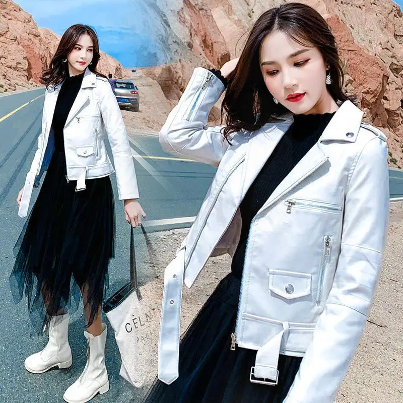 Женская короткая куртка из искусственной кожи повседневное базовое пальто