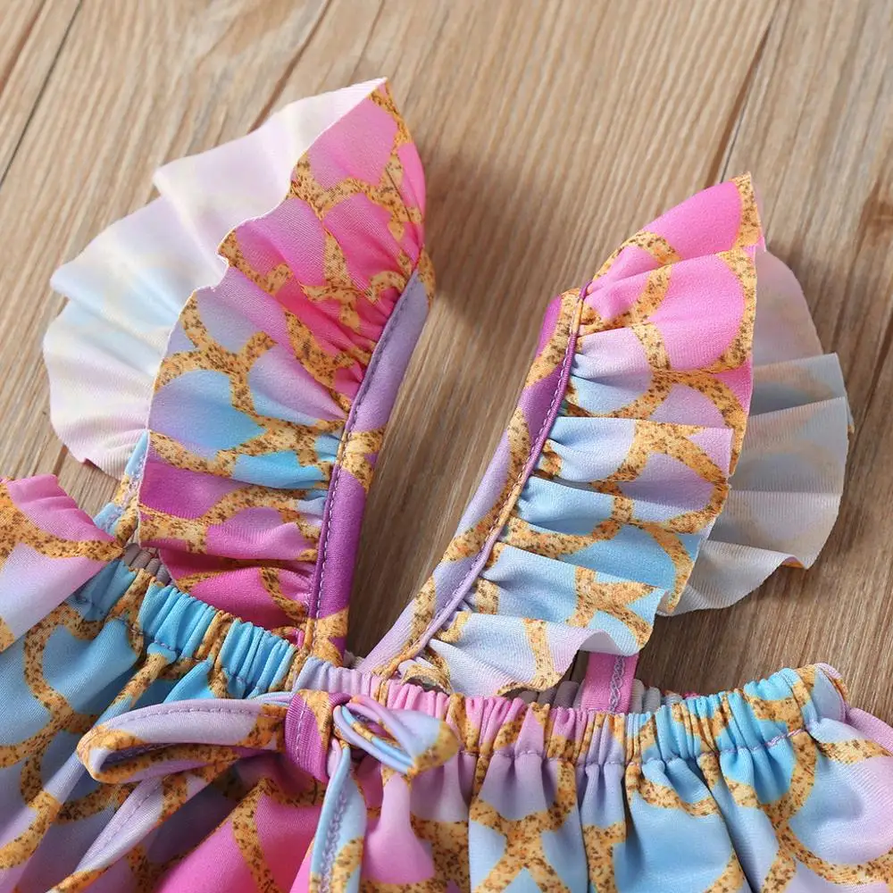 Летние Детские купальники для маленьких девочек без рукавов с мультяшными